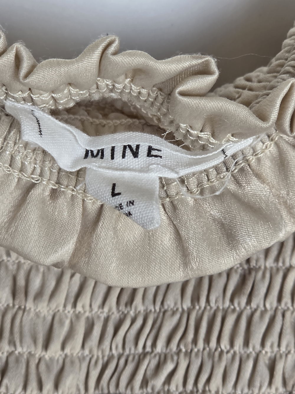 Mine Beige Smocked Square -Neck Polka Dot Peplum Top - Women - Picture 7 of 7